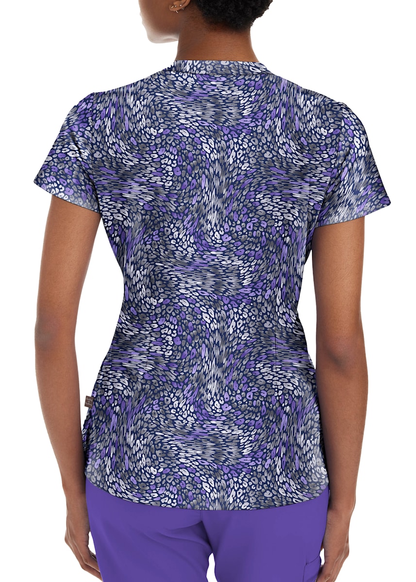 Purple Label by Healing Hands Women's Amanda Wild Flower Print Scrub Top Cl