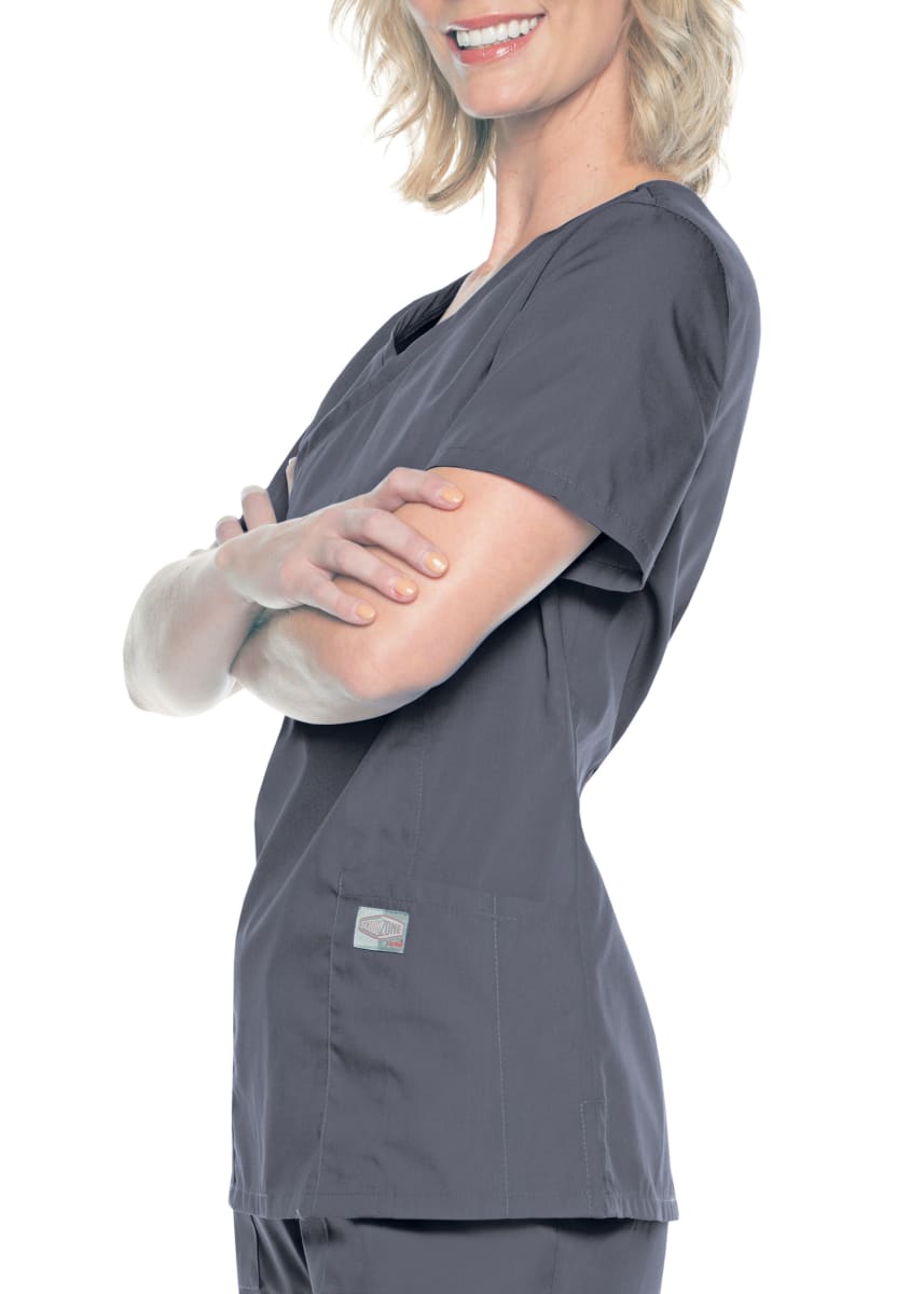 Urbane Essentials Relaxed Fit 2-Pocket Mock Wrap Neck Scrub Top for Women  9534 