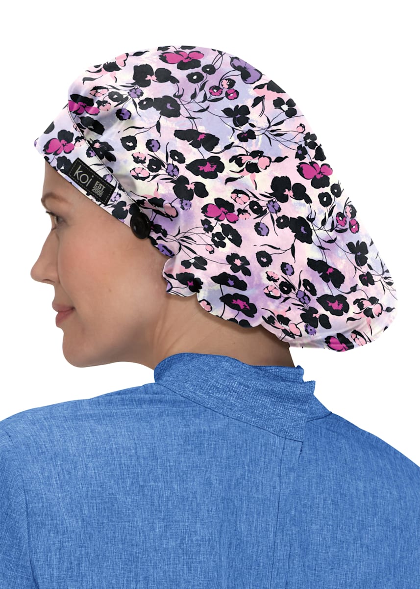 Koi Basics Water Color Poppies Print Bouffant Scrub Cap, Scrubs & Beyond