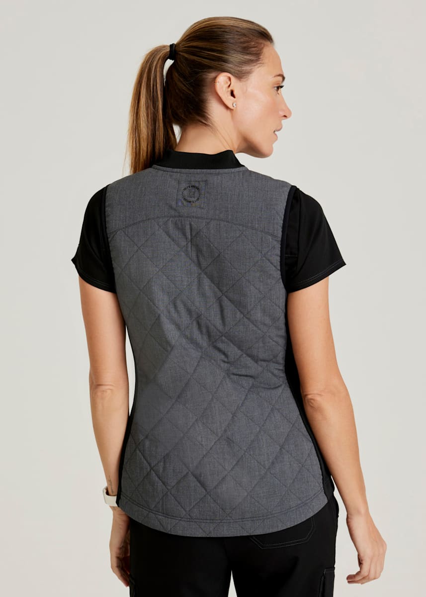 Two-Tone Cristina 2-Pocket Quilted Zip-Front Vest | Scrubs & Beyond
