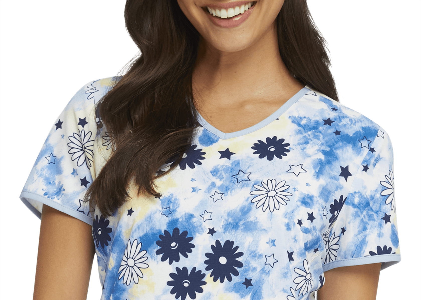 Heartsoul Women's V-Neck Print Scrub Top-HS878 (Daisy Spirit - Small)