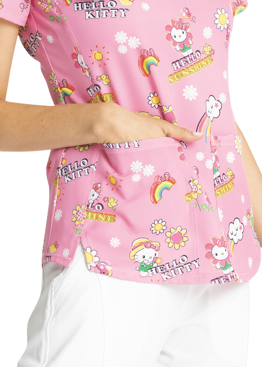 Hello Kitty Sunshine Print V-Neck Top | Scrubs & Beyond