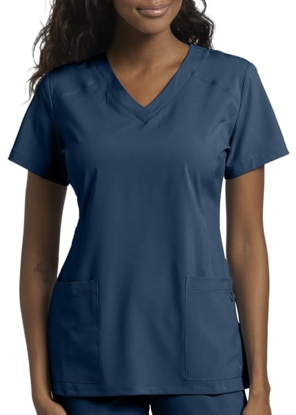 White Cross Fit 2 Pocket V-Neck Scrub Top | Scrubs & Beyond