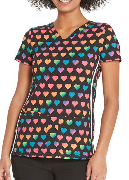 HeartSoul Rainbow Love Print Scrub Top | Scrubs & Beyond