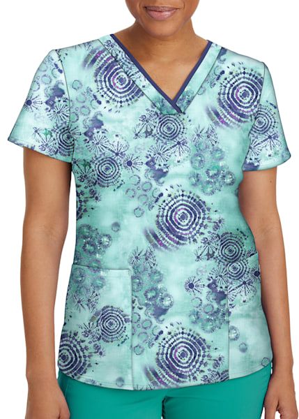 Purple Label by Healing Hands Women's Amanda V-Neck Print Top Clearance