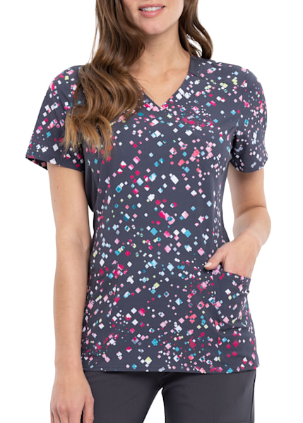 Cherokee Iflex Speckled Spots V-Neck 
