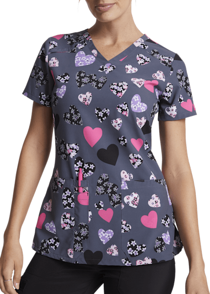 Dickies EDS Loving Blooms V-Neck Print Scrub Top| Scrubs & Beyond ...