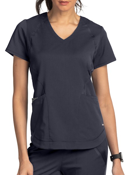 Grey's Anatomy Impact Antimicrobial 4 Pocket Moto Scrub Top | Scrubs ...