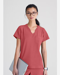 Grey's Anatomy Evolve Women's Rhythm V-Neck Top, Desert Rouge, 2XL, GSST180