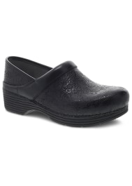 Dansko LT Pro Black Floral Tooled Nursing Clogs | Scrubs & Beyond