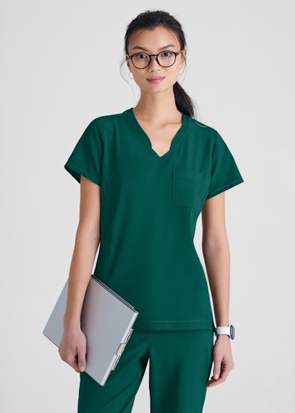 hunter green scrub dress Womens Scrub Top, 3-Pocket, V-Neck , Hunter Green, S