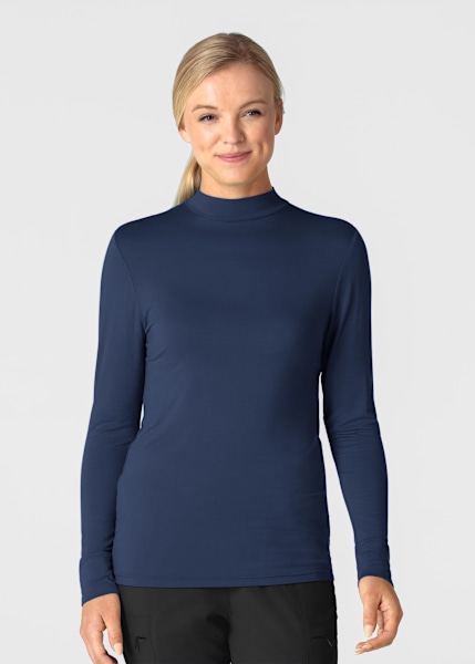 Silky Mock Neck Long Sleeve Tee | Scrubs & Beyond
