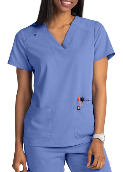 Nursing Scrubs Top For Breastfeeding - Ceil Blue