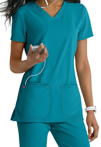 Scrubs top Soft Strech, blue sapphire + turquoise, BE4-N2