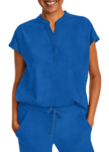 Nursing Scrubs Top For Breastfeeding - Royal Blue