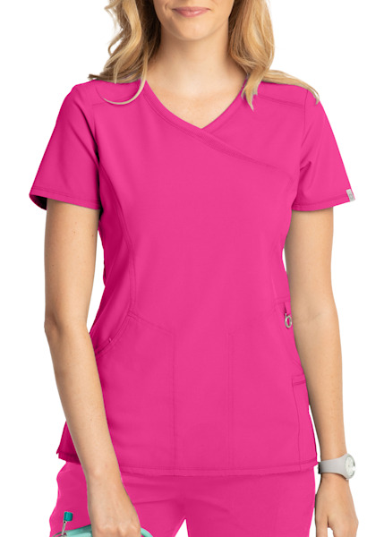 Women's Sunrise Uniforms Basic Classic scrubs set (Light top, Regular  trousers) hot pink