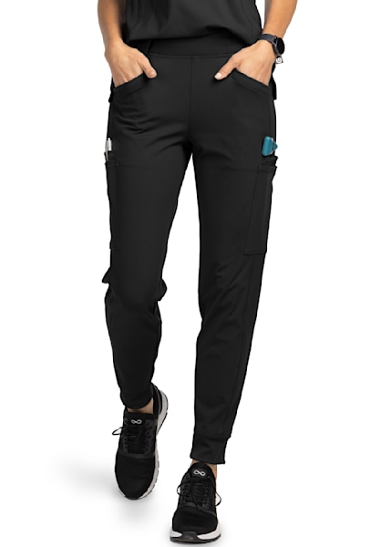 Women's High Waisted Huntington 7-Pocket Jogger TLC Black Scrub