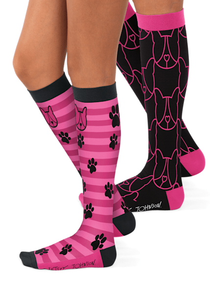 Pink & White Striped Compression Socks - Nurse Socks – Nabee