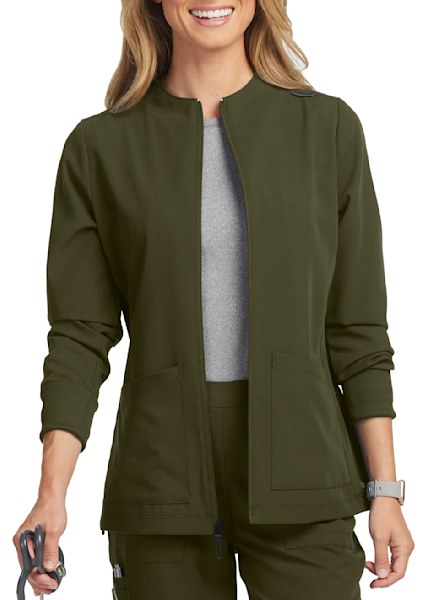 Infinity Women's Zip Front Warm-Up Solid Scrub Jacket