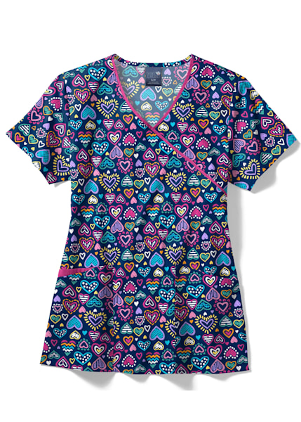  Women Valentine's Day Scrub Tops Classic Fit Graphic Wrap Mock  Dog Grooming Work Tunics Spa Nail Salons Nurse Uniforms Beauty Tunic Cat  Grooming Workwear Doctors Hospital Nursing Spa Nail Salons: Clothing