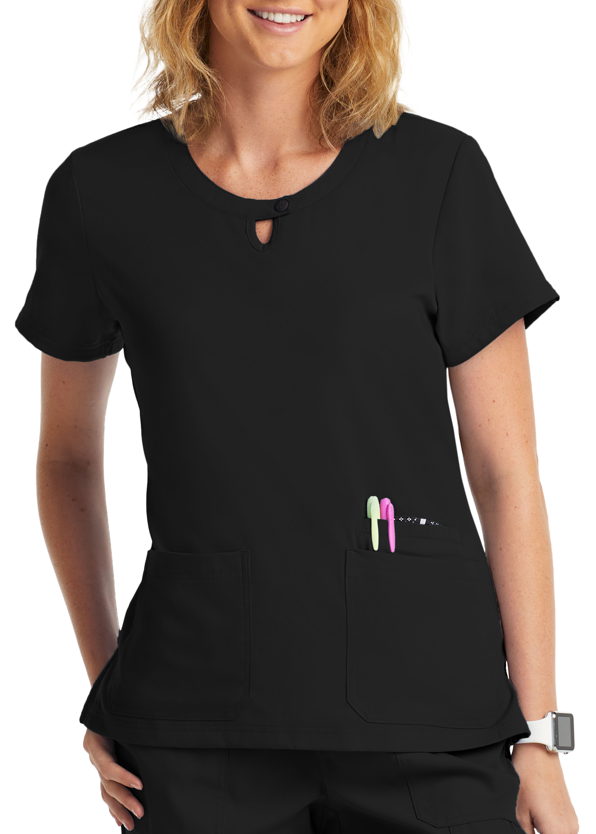 Beyond Scrubs Happiness Collection Spark Round Neck Scrub Top Scrubs