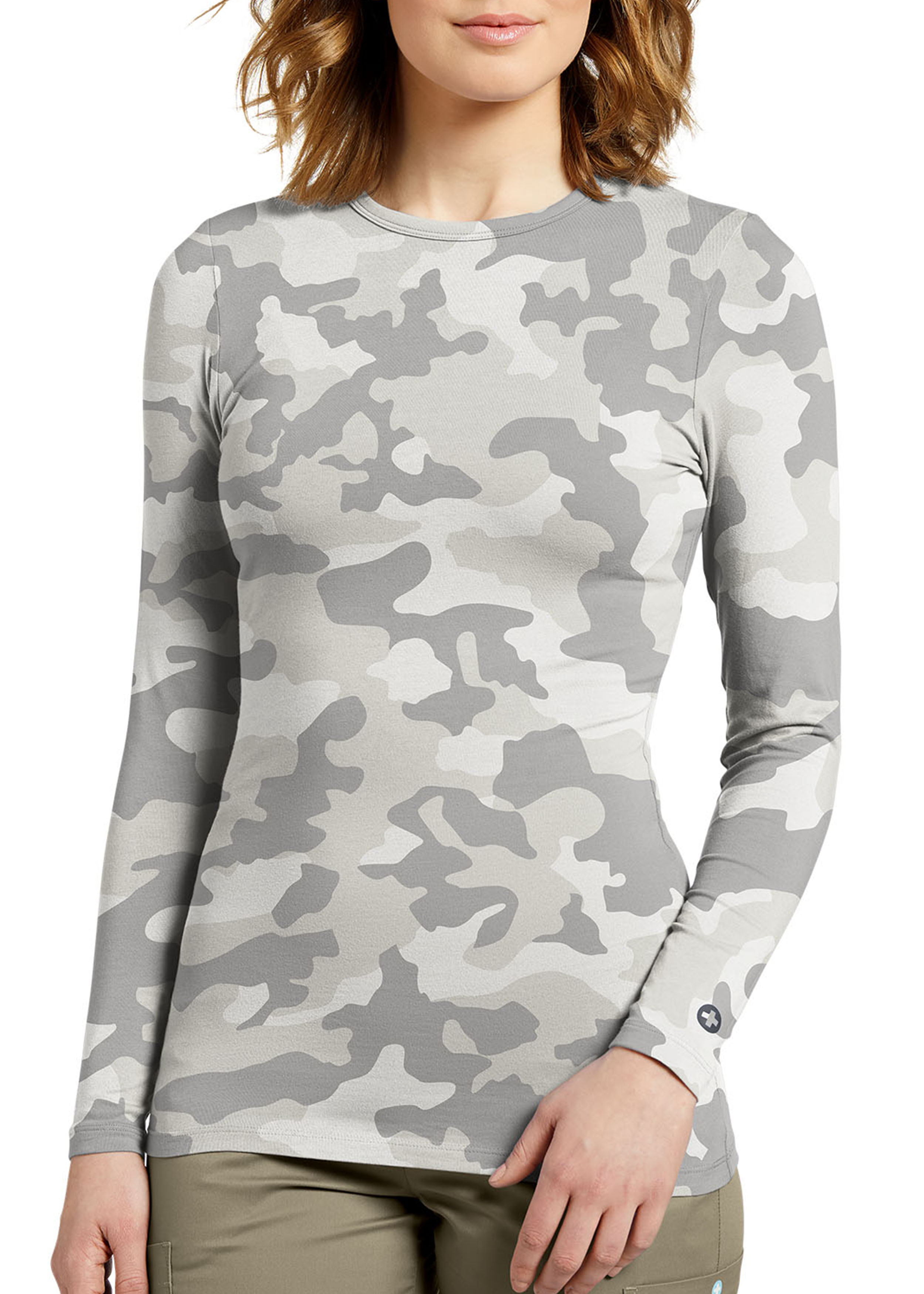 White Cross Long Sleeve Print Camo Tee 