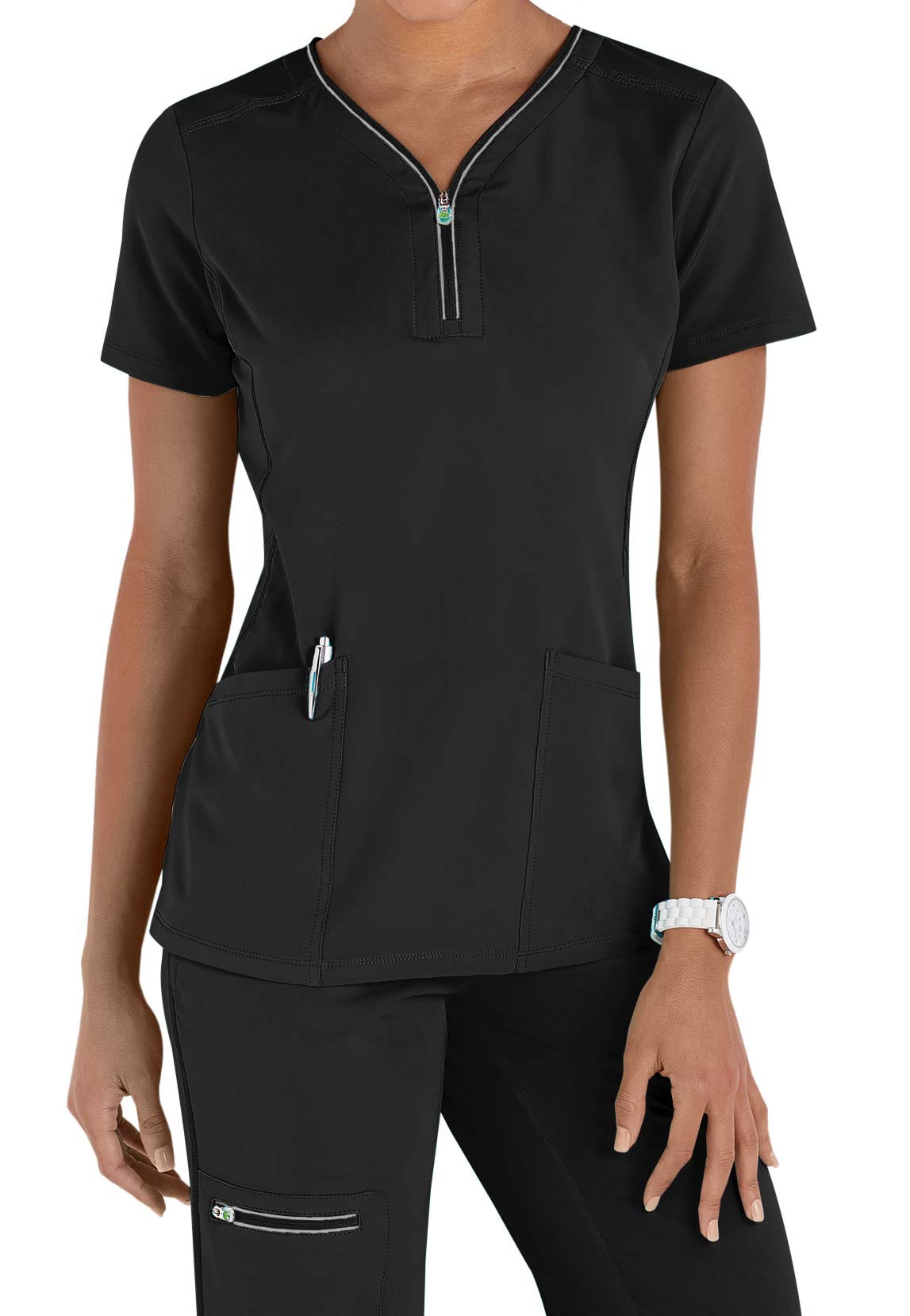 Healing Hands HH360 Sonia Zipper Neckline Scrub Tops Scrubs & Beyond