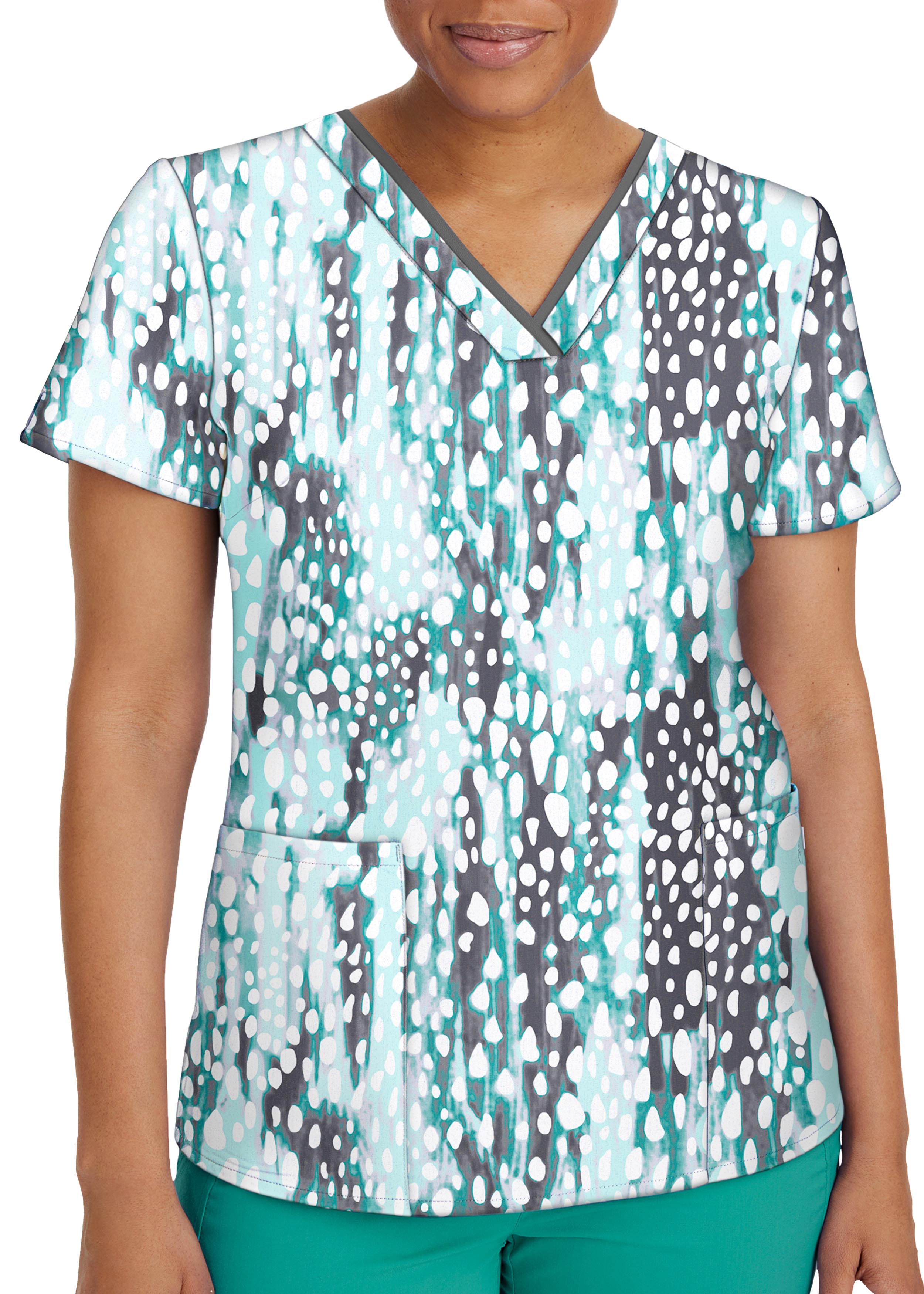 Healing Hands Purple Label Amanda Crystal Droplets Print VNeck Scrub