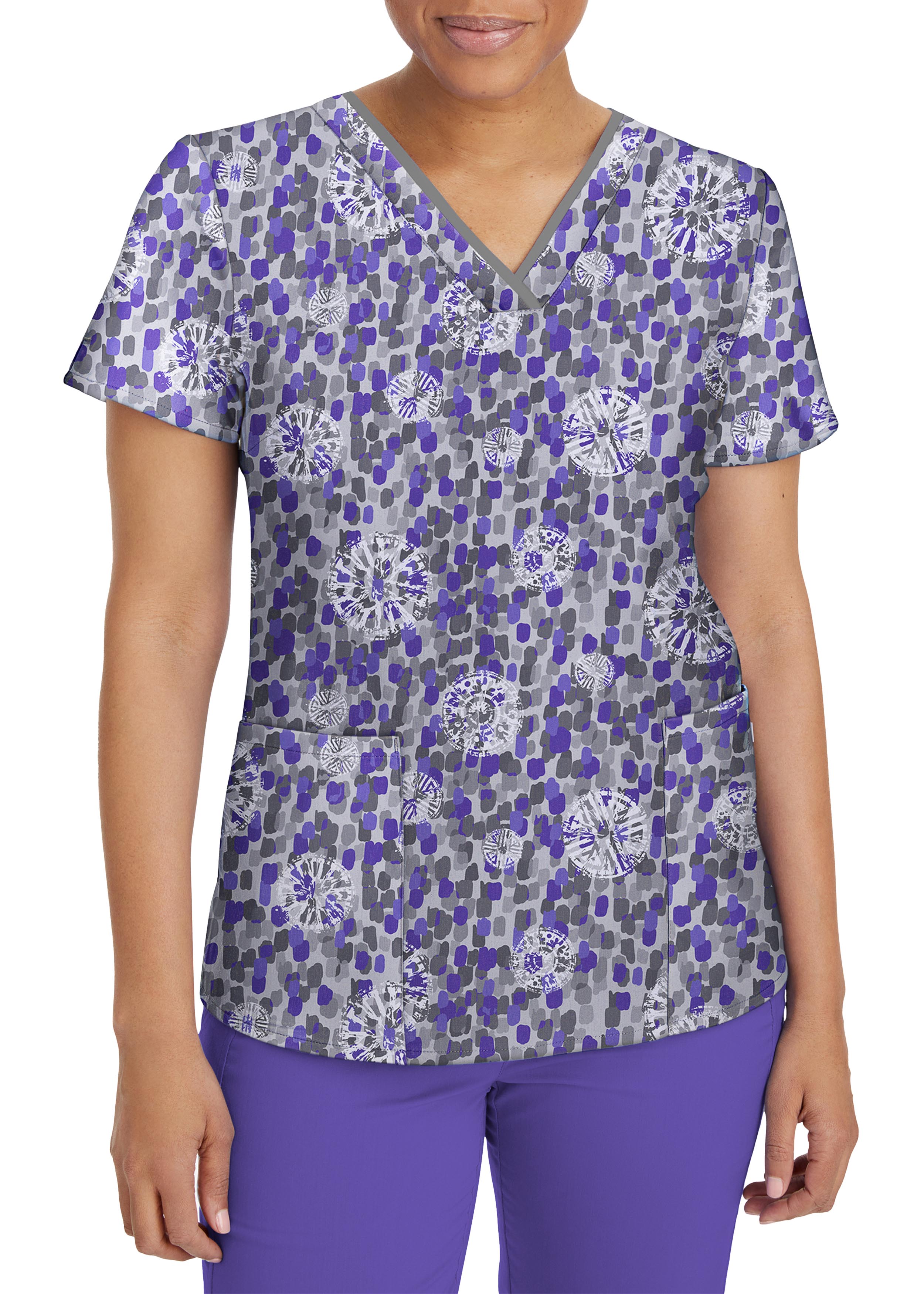 Purple Label by Healing Hands Women's Amanda V-Neck Print Top Clearance