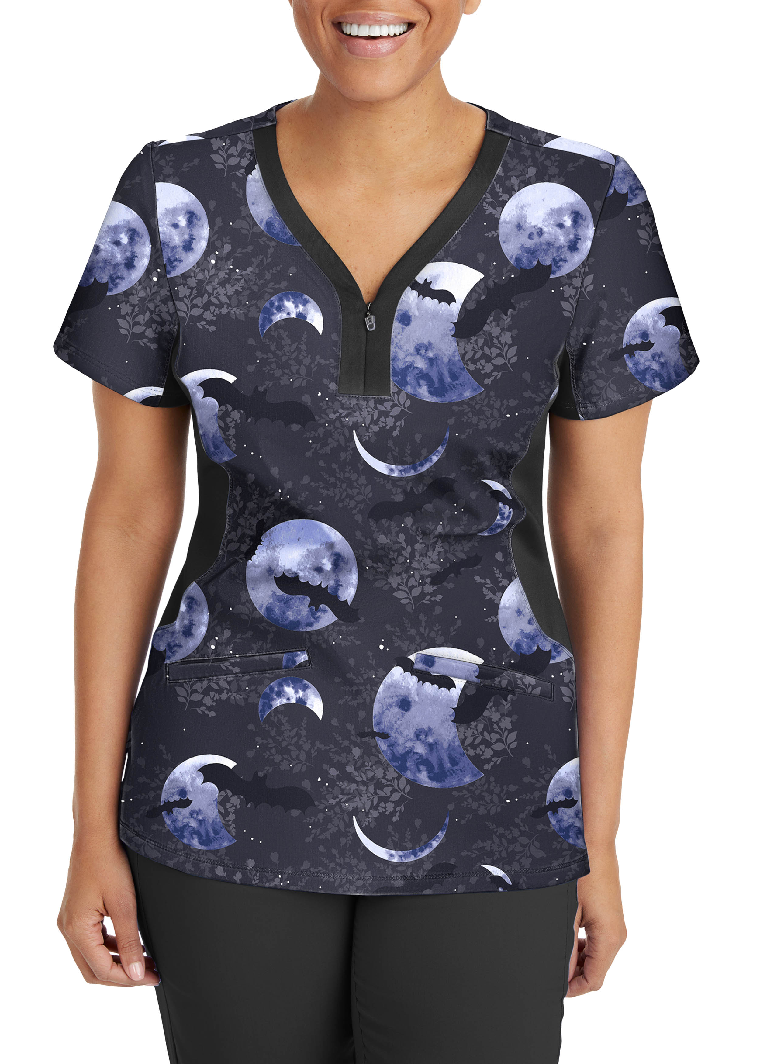 Healing Hands Purple Label Jessi Wicked Moon Print Top Scrubs