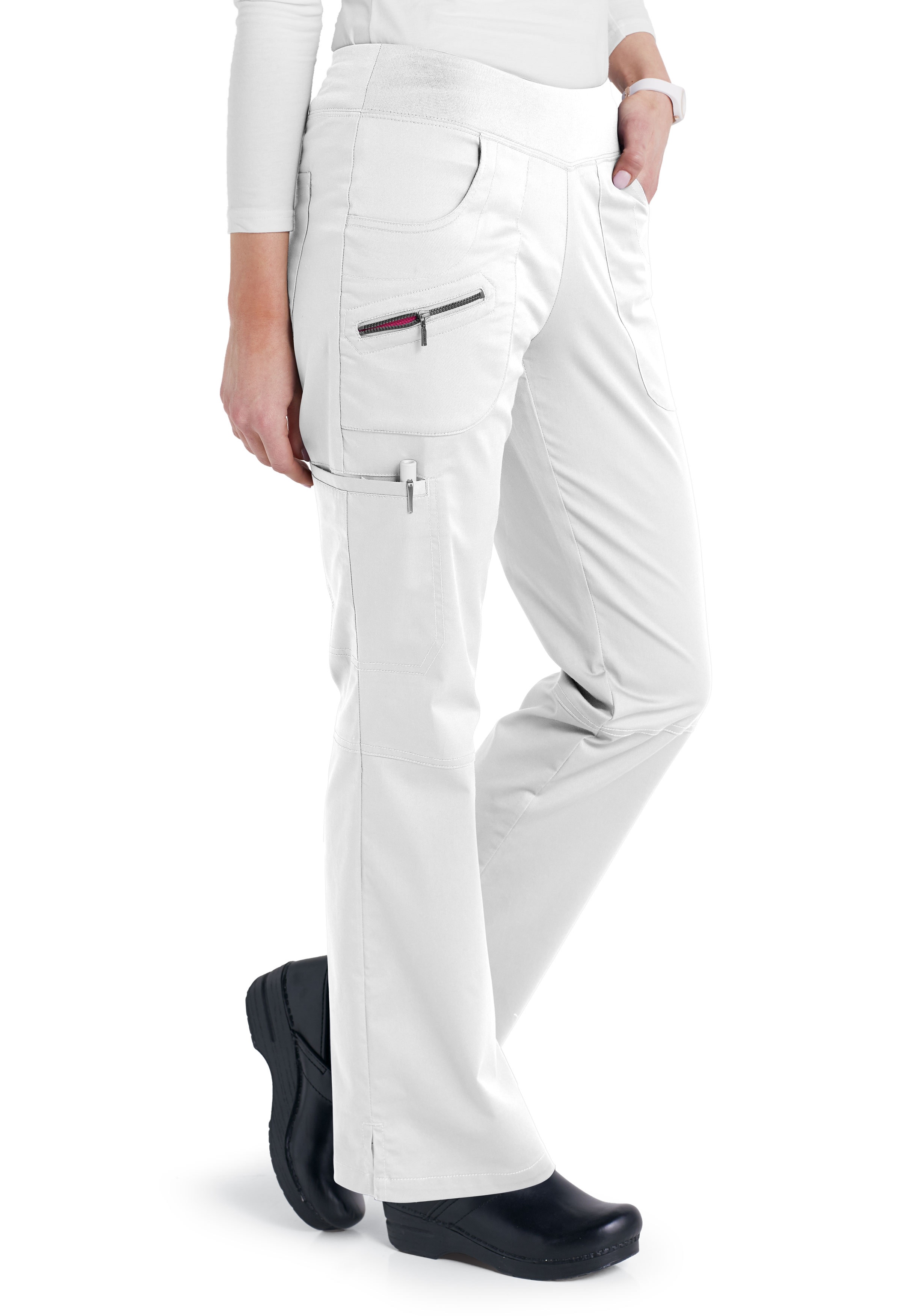 White High Waist Scrub Pant – Professional Curves