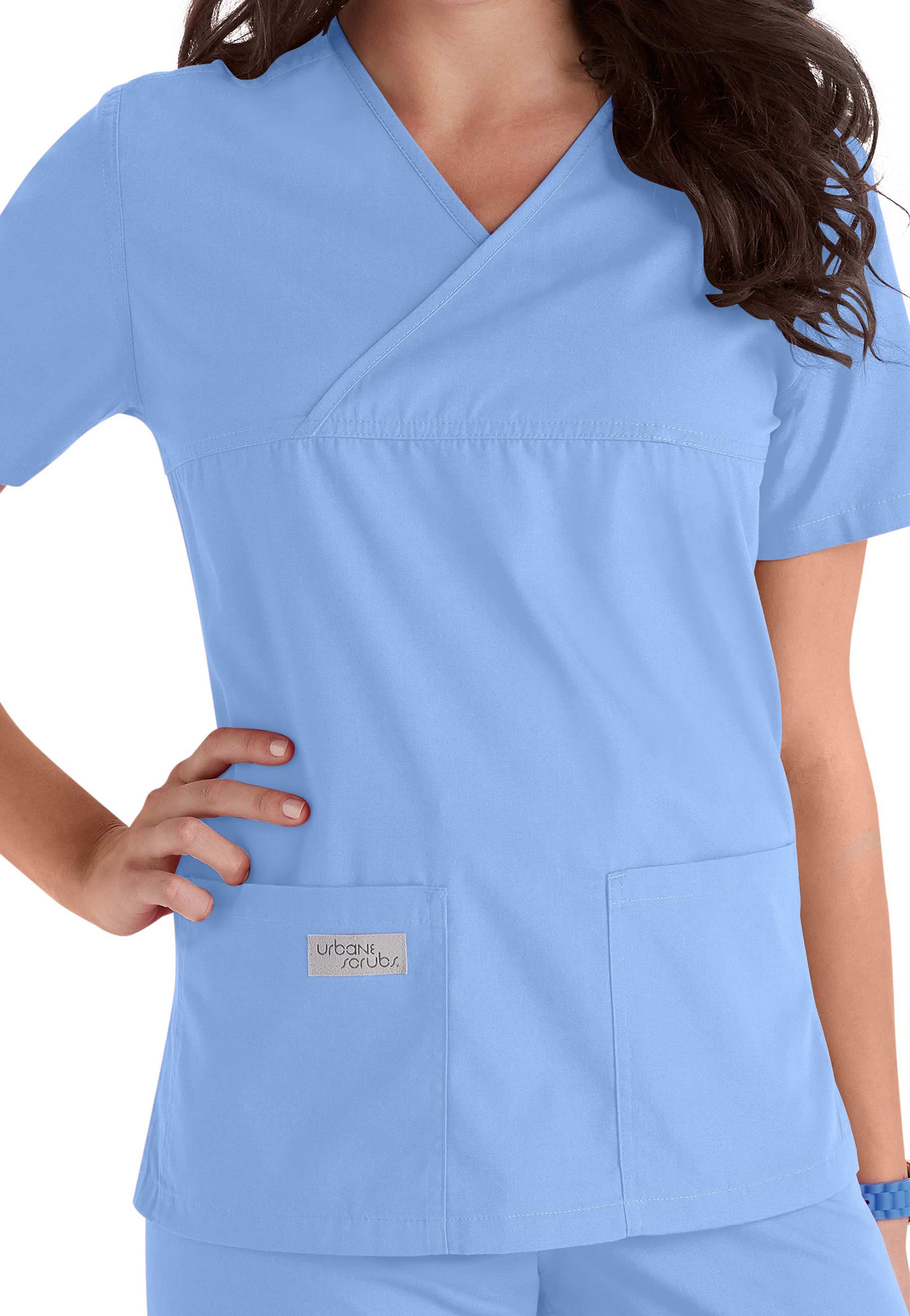 Urbane Essentials Women's Crossover Scrub Top | Steel Grey | Size XS | Scrubpro