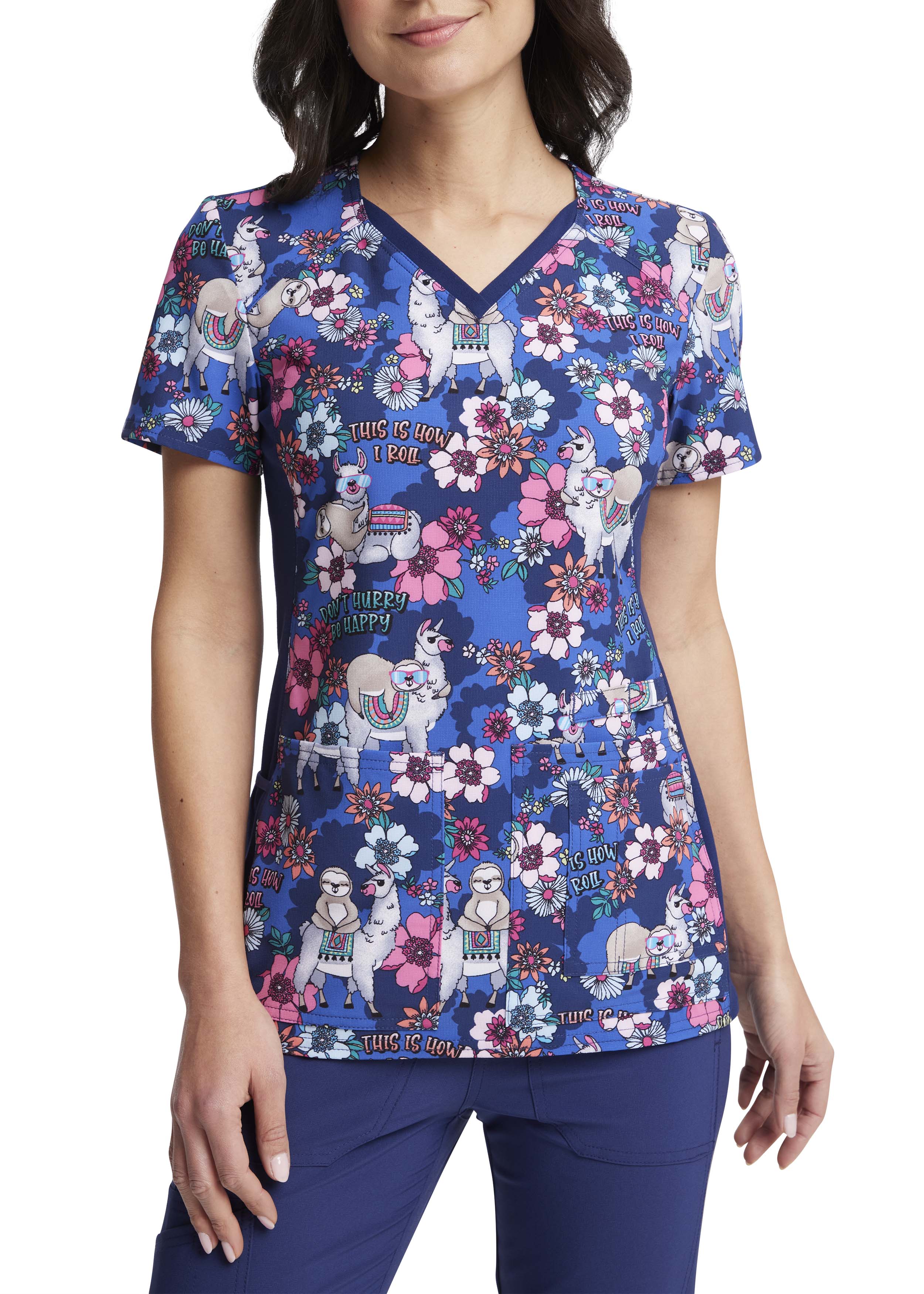Cherokee iflex Iflex Happy Pals VNeck Print Top Scrubs & Beyond