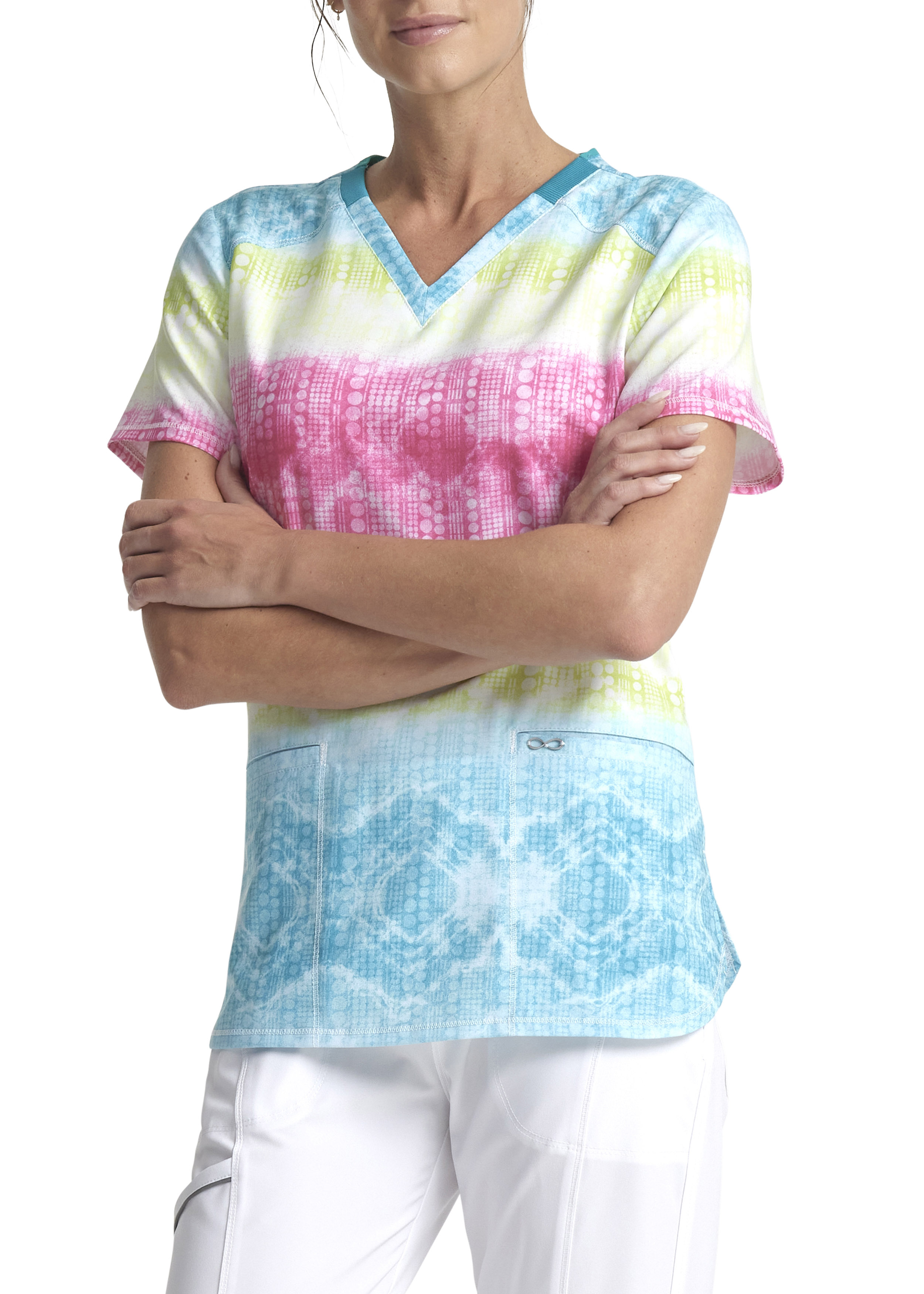 Sports print scrub tops