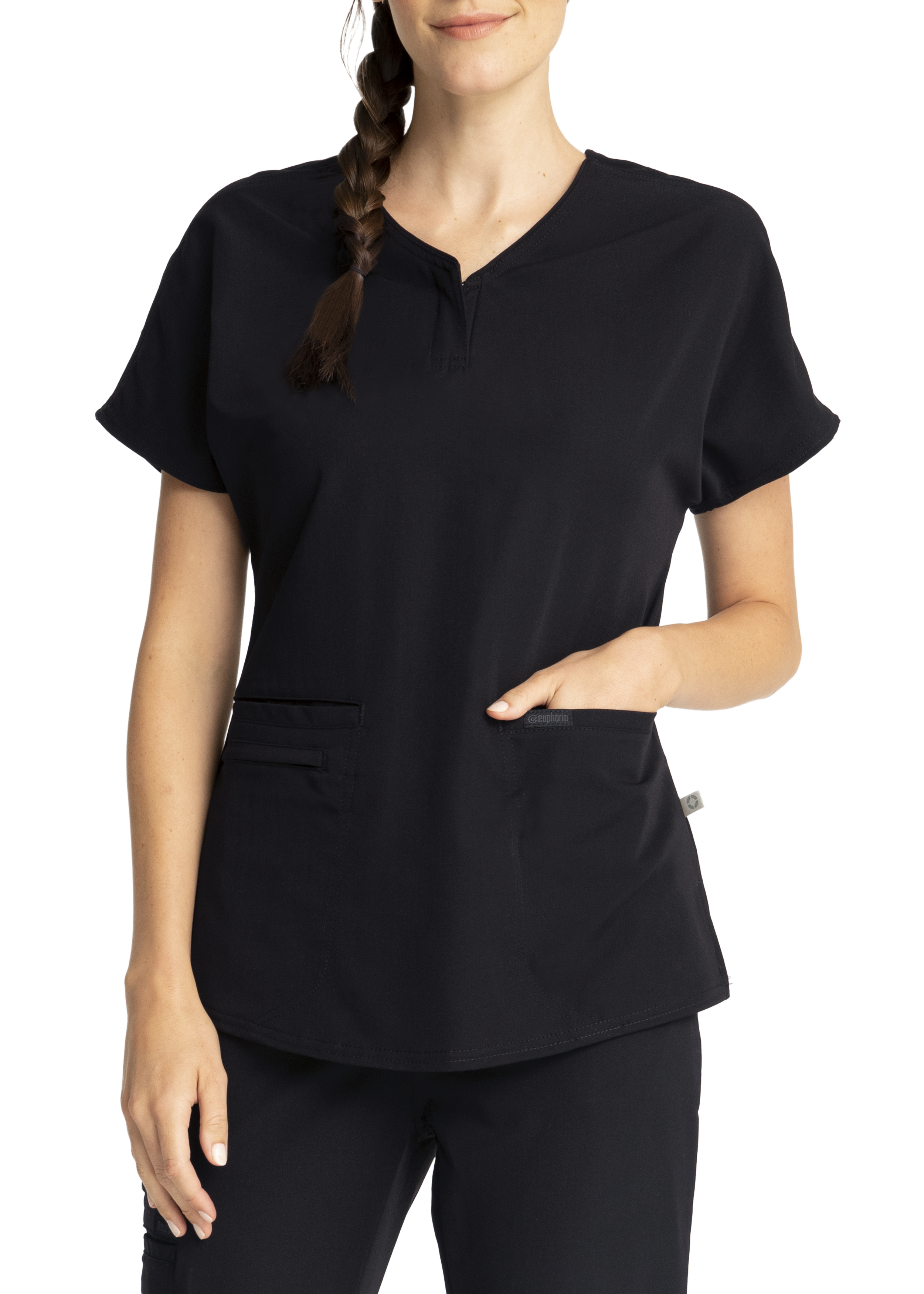 3-Pocket Zip Neck Dolman Sleeve Top | Scrubs & Beyond