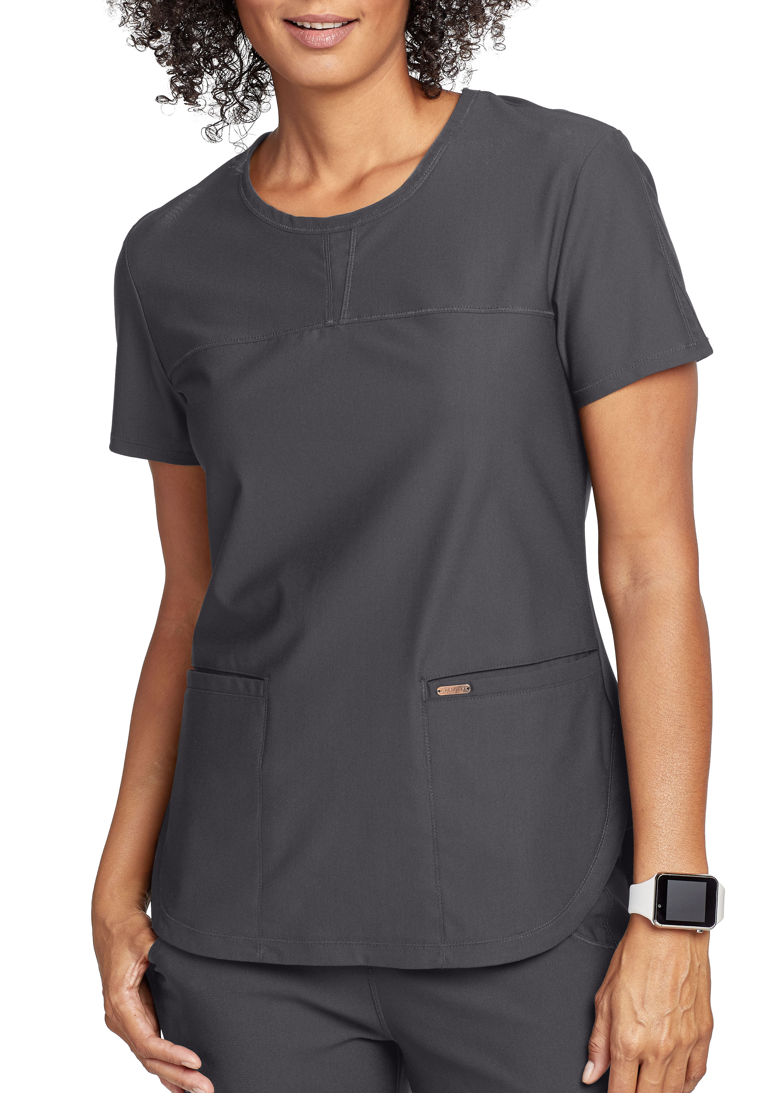 Black Cherokee Scrubs Form Round Neck Top CK841 BLK Black Cherokee Scrubs Form Round Neck Top CK841 BLK