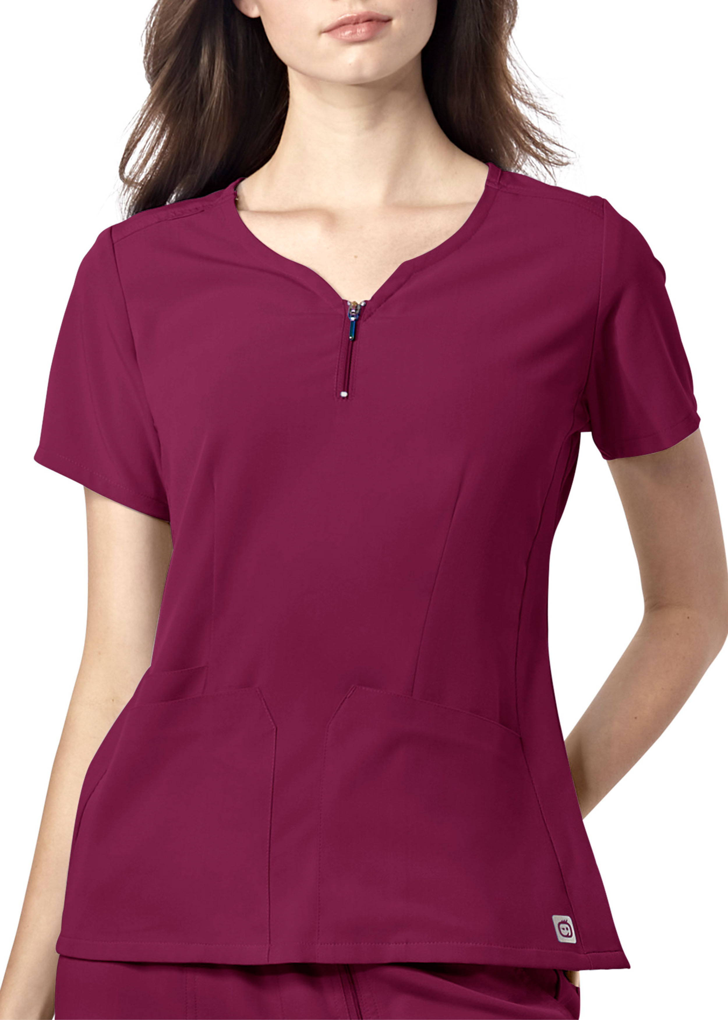 WonderWink Women's Quarter Zip Notch Neck Print Scrub Top 6557