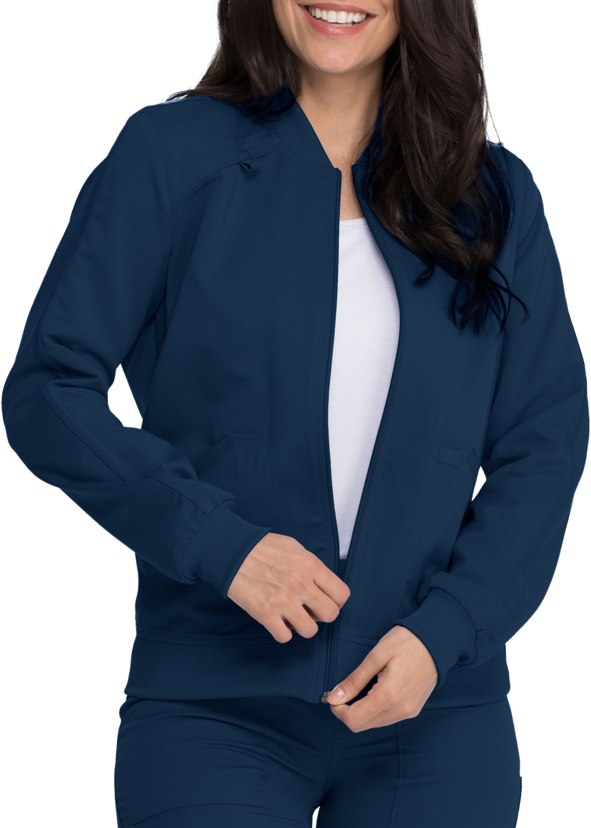 Infinity Women's Zip Front Warm-Up Solid Scrub Jacket
