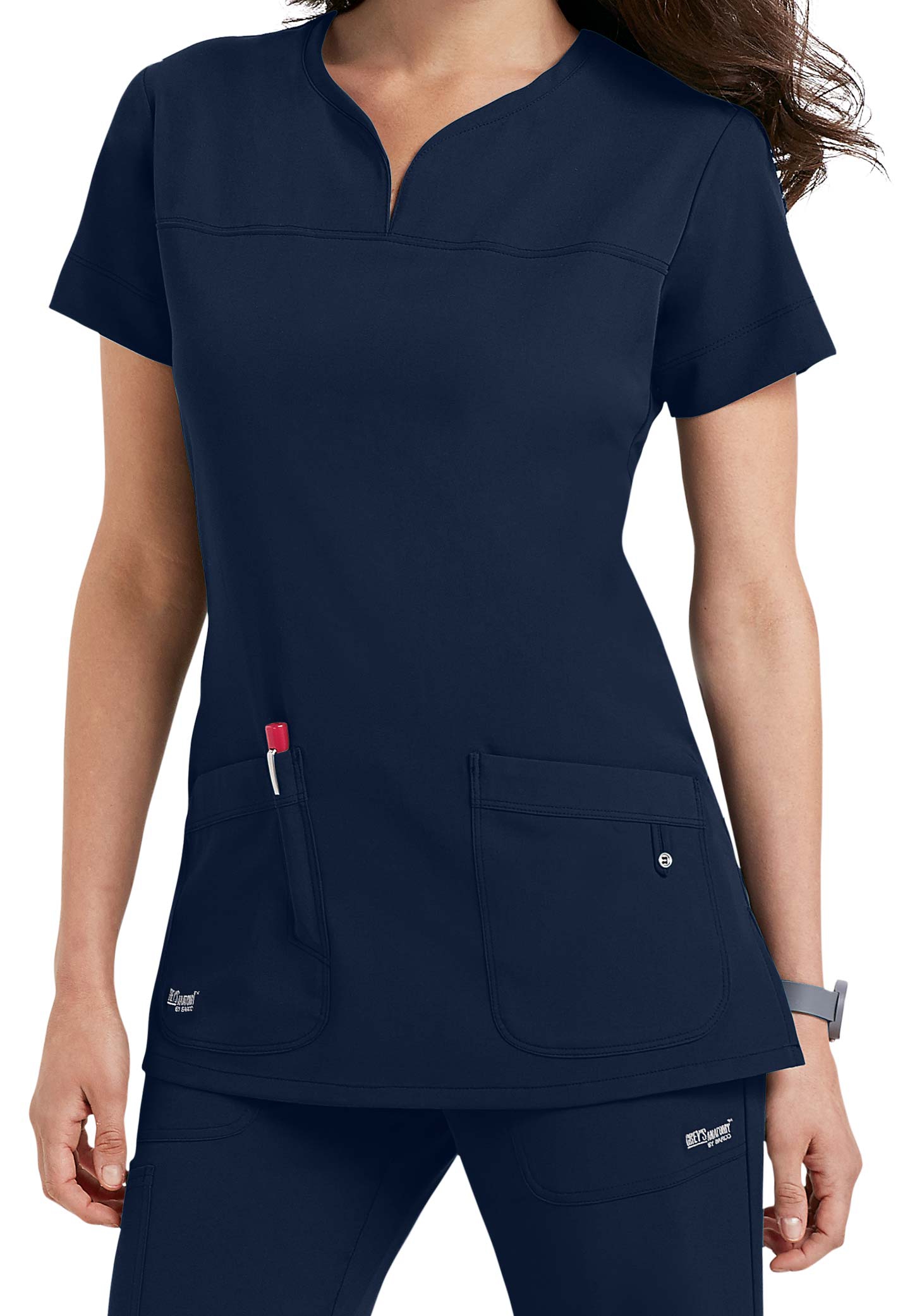 Grey's Anatomy Signature 2 Pocket Notch Neck Scrub Top