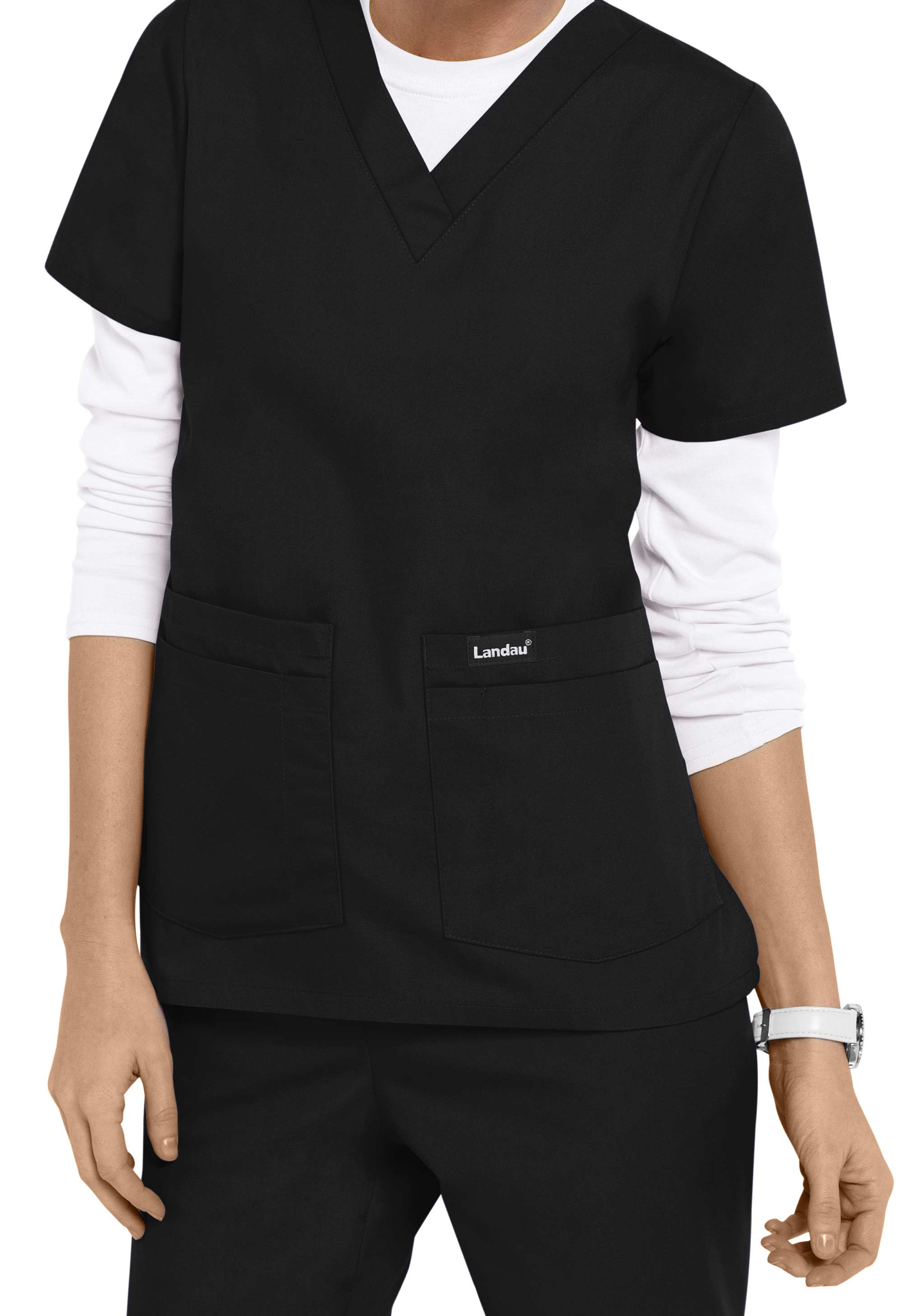 Landau Essentials 4 Pocket V-Neck Scrub Top