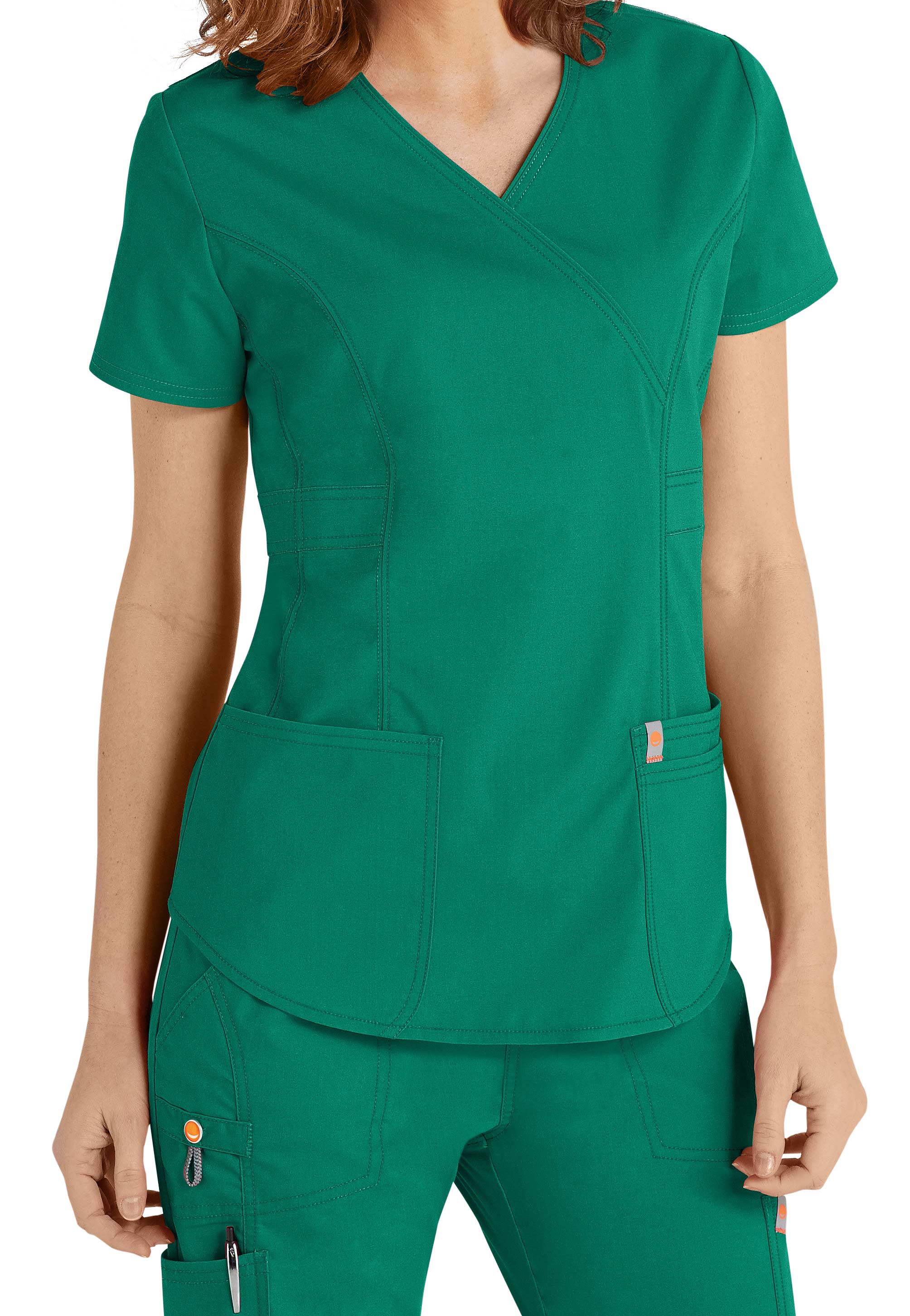 Code Happy Bliss Mock Wrap Scrub Top With Certainty