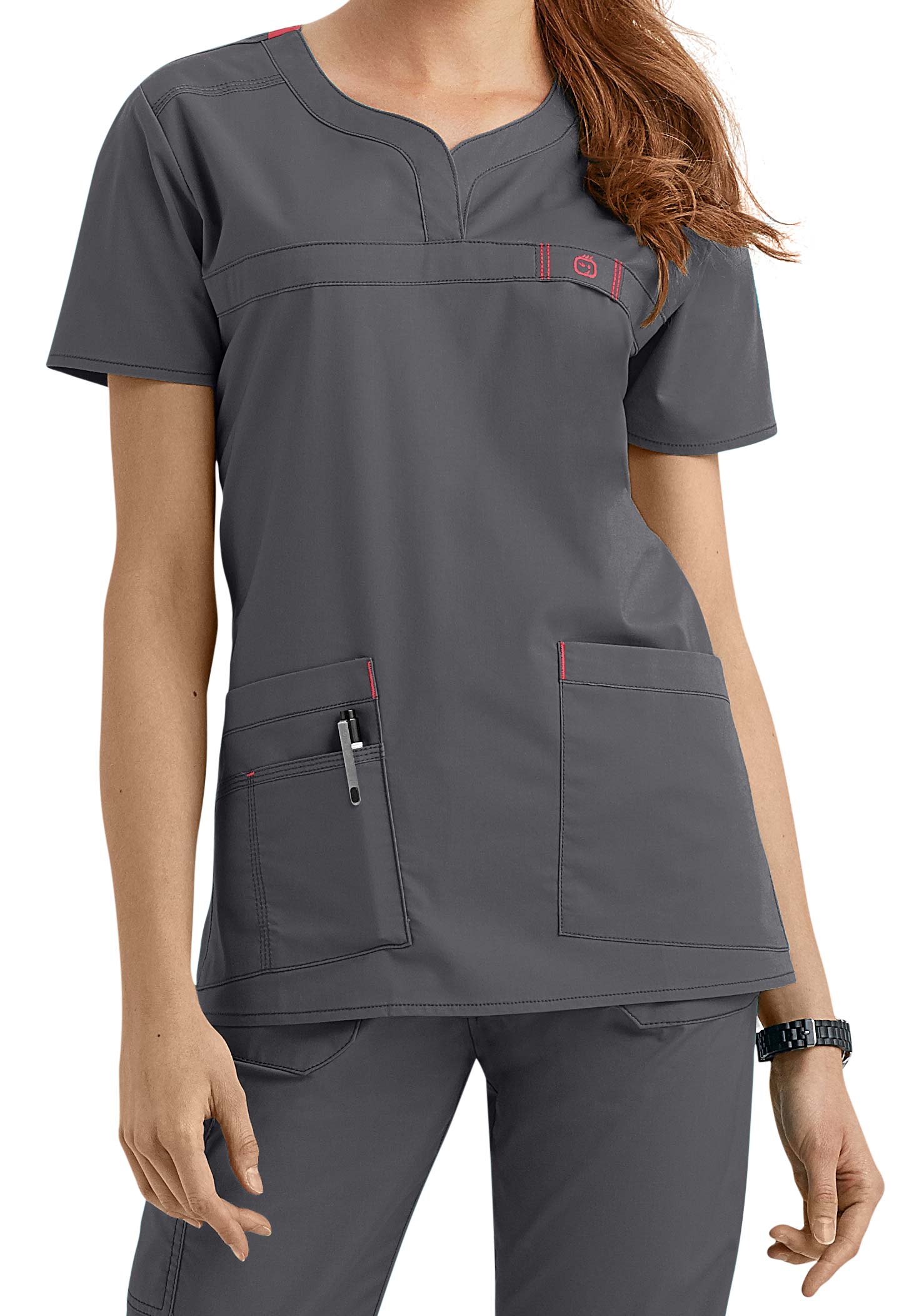 WonderFlex Patience Curved Notch Neck Scrub Top