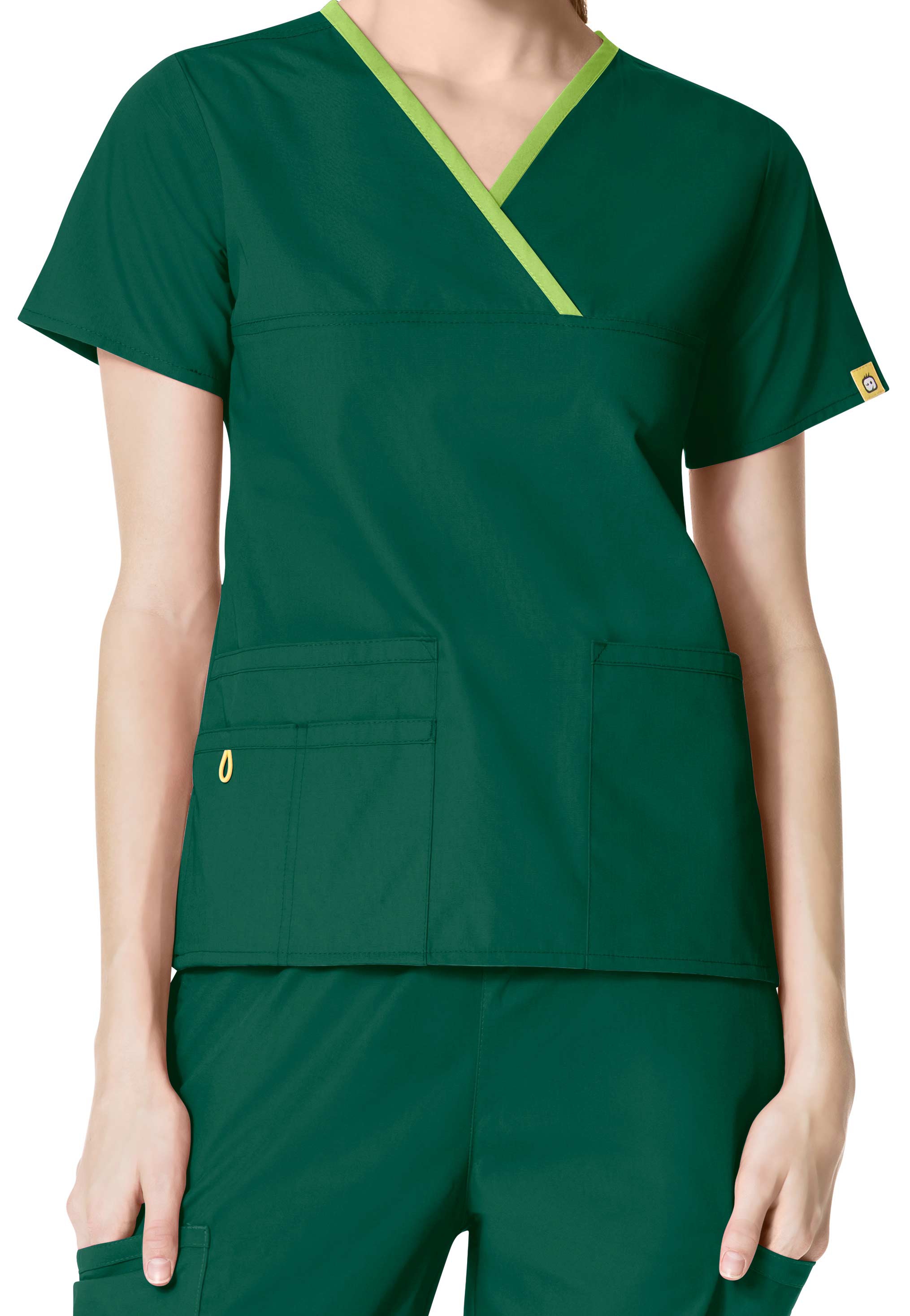 WonderWink Origins Charlie Y-Neck Contrast Trim Scrub Top