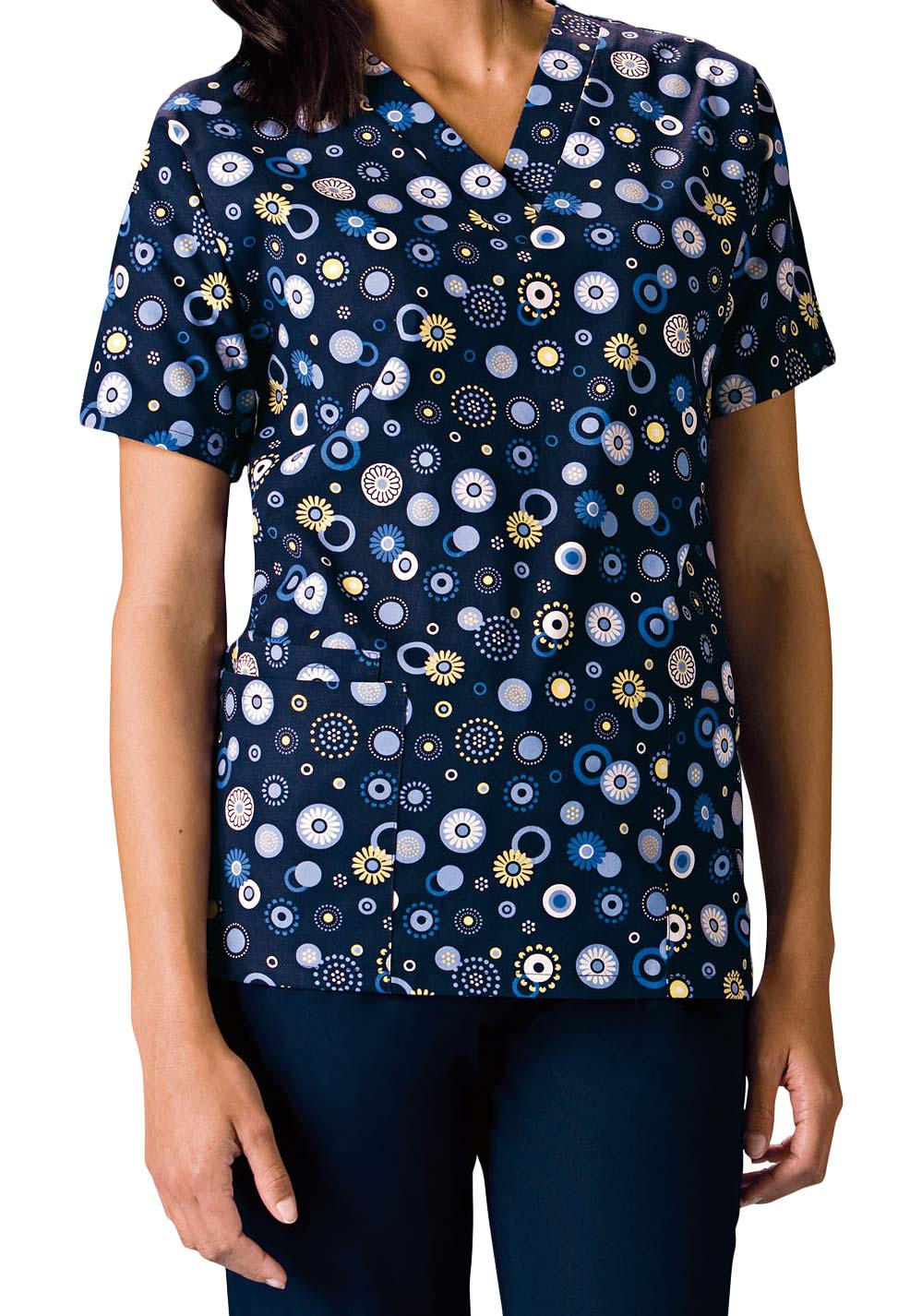 Cherokee Scrub HQ Dots Wonderful Print Scrub Top