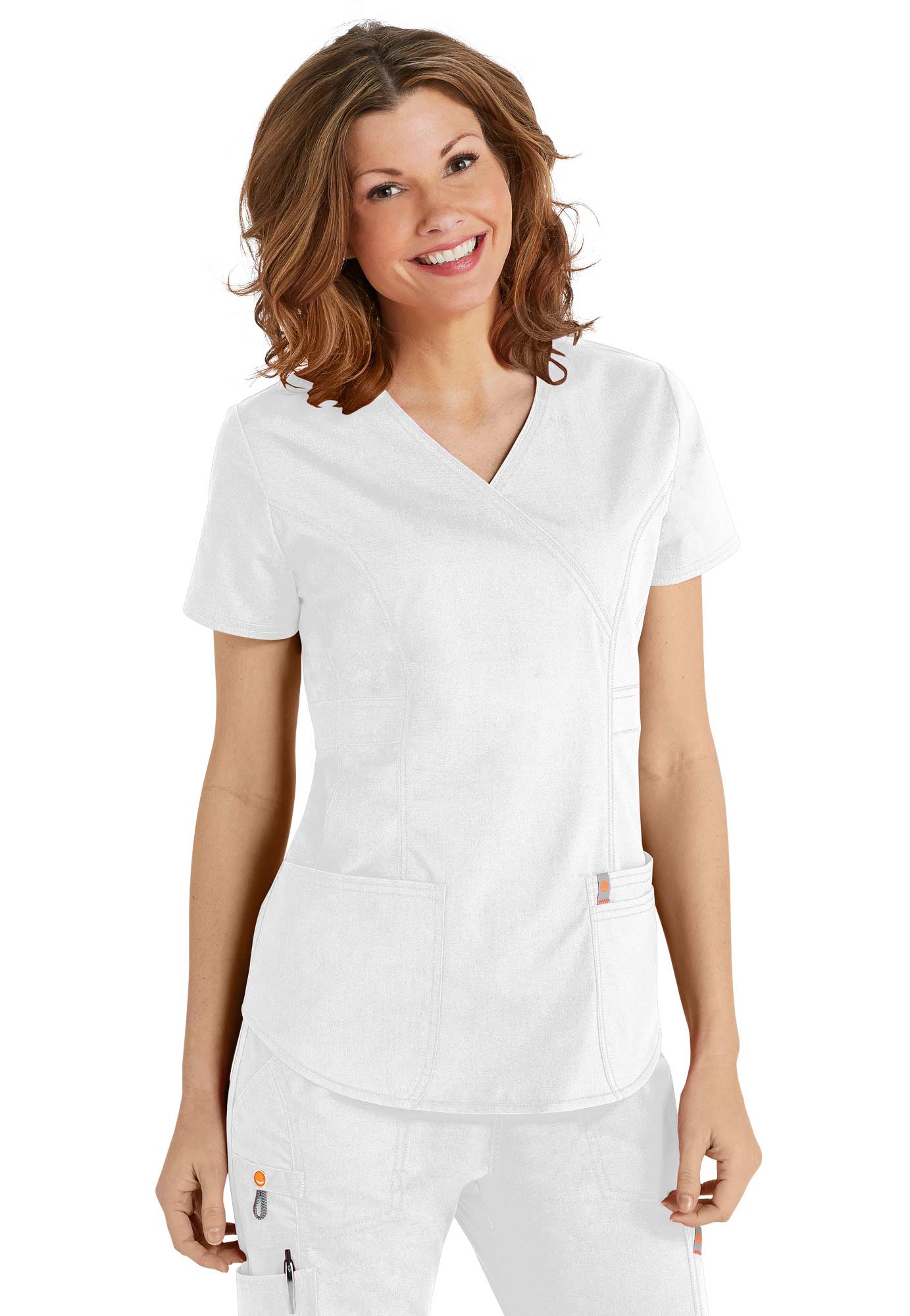 Code Happy Bliss Mock Wrap Scrub Top With Certainty Plus