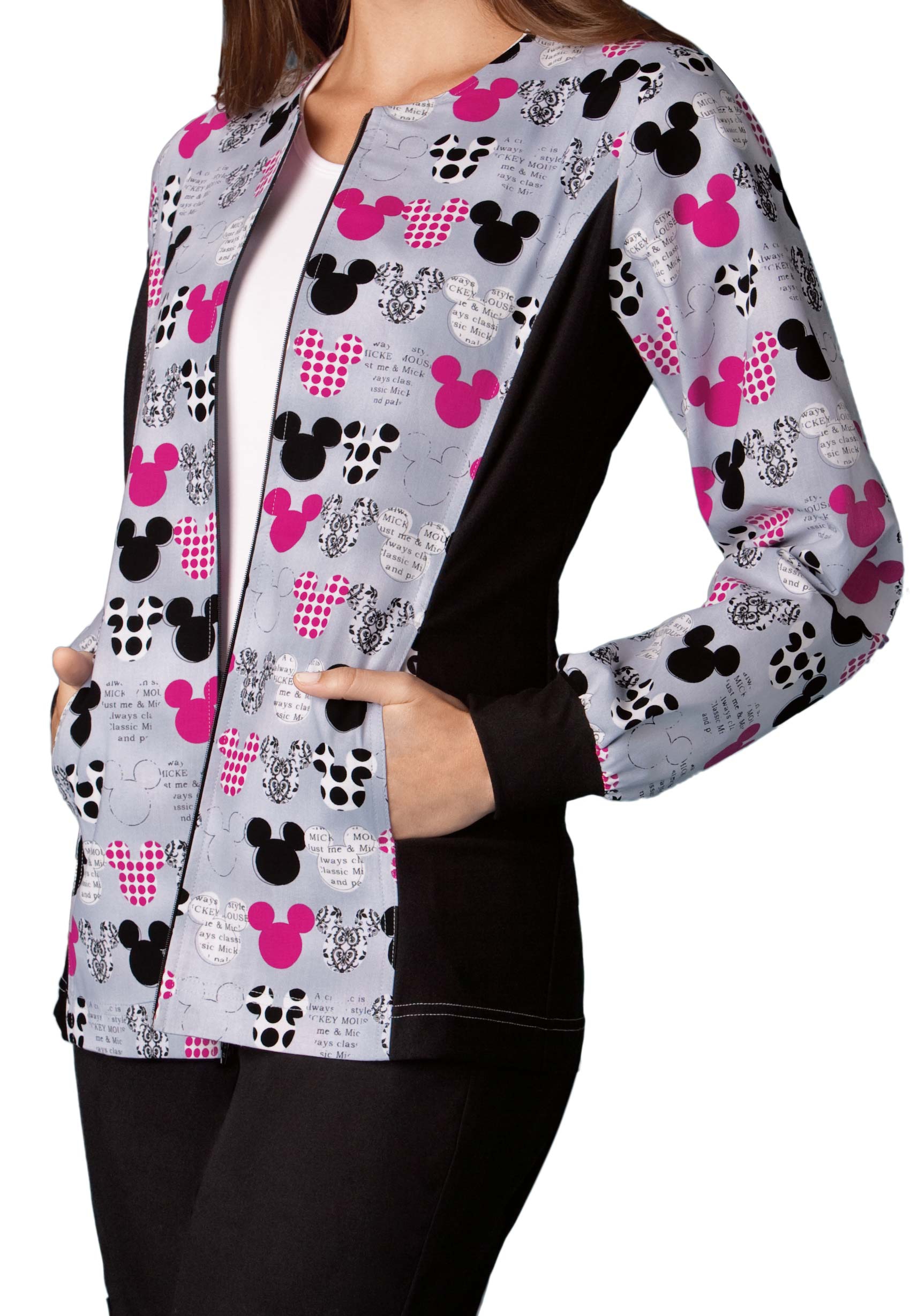 Cherokee Flexibles M-i-c-k-e-y Print Scrub Jackets