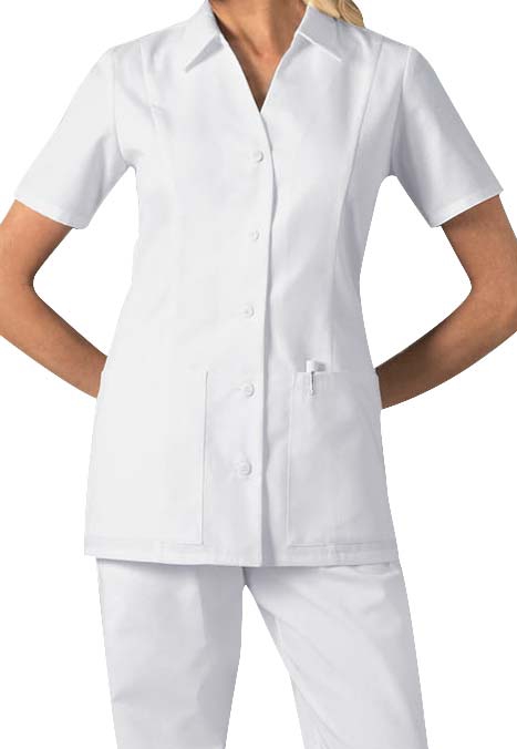 Cherokee Standing Collar Button Front Scrub Top