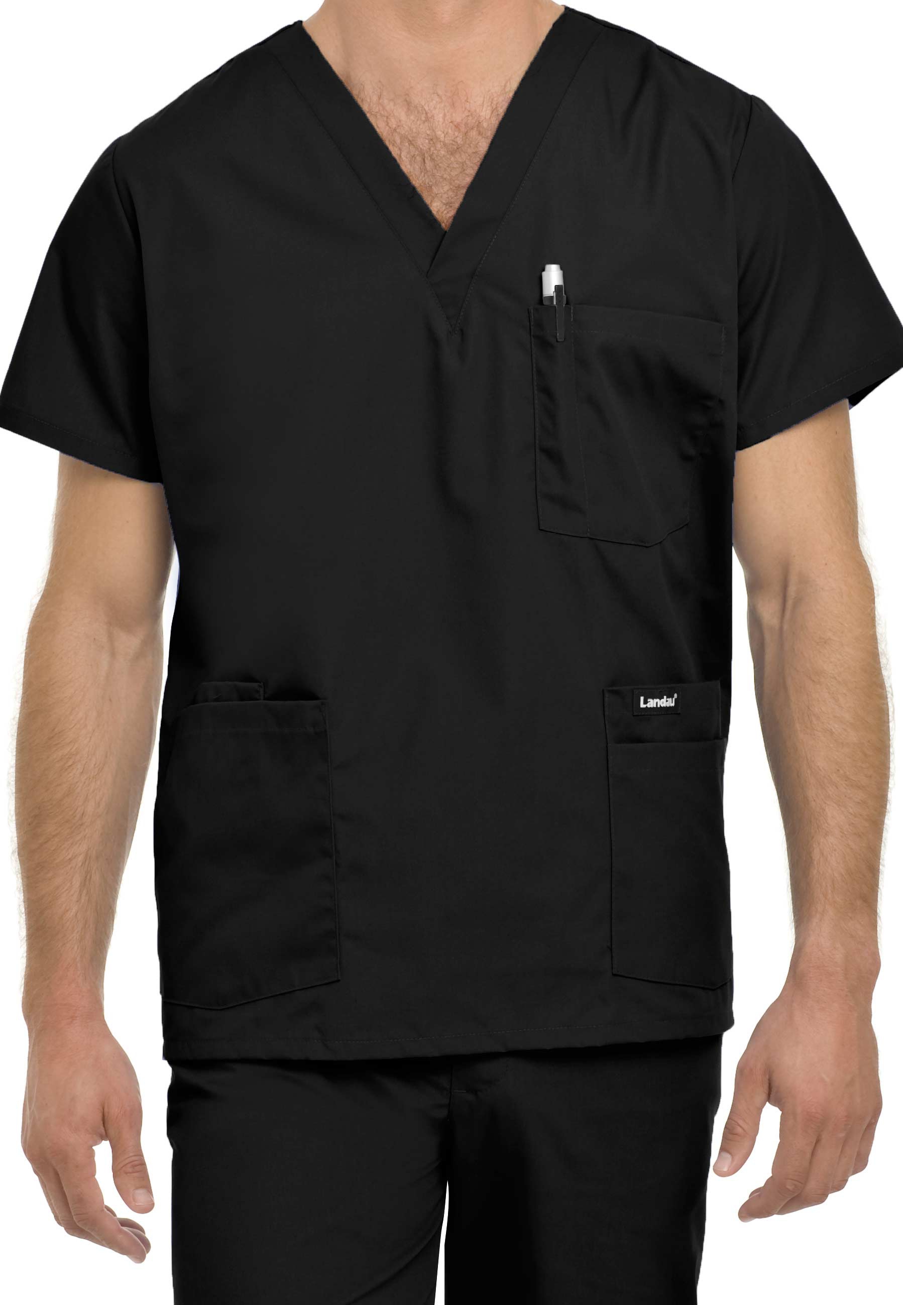 Landau Essentials 5 Pocket Men's Scrub Top