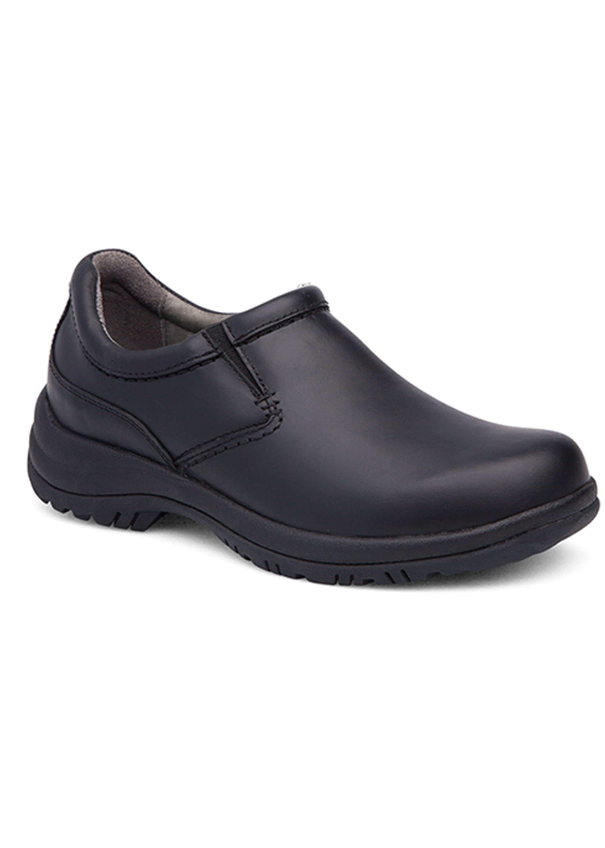 Dansko Men's Wynn Black Smooth Leather Nursing Clogs