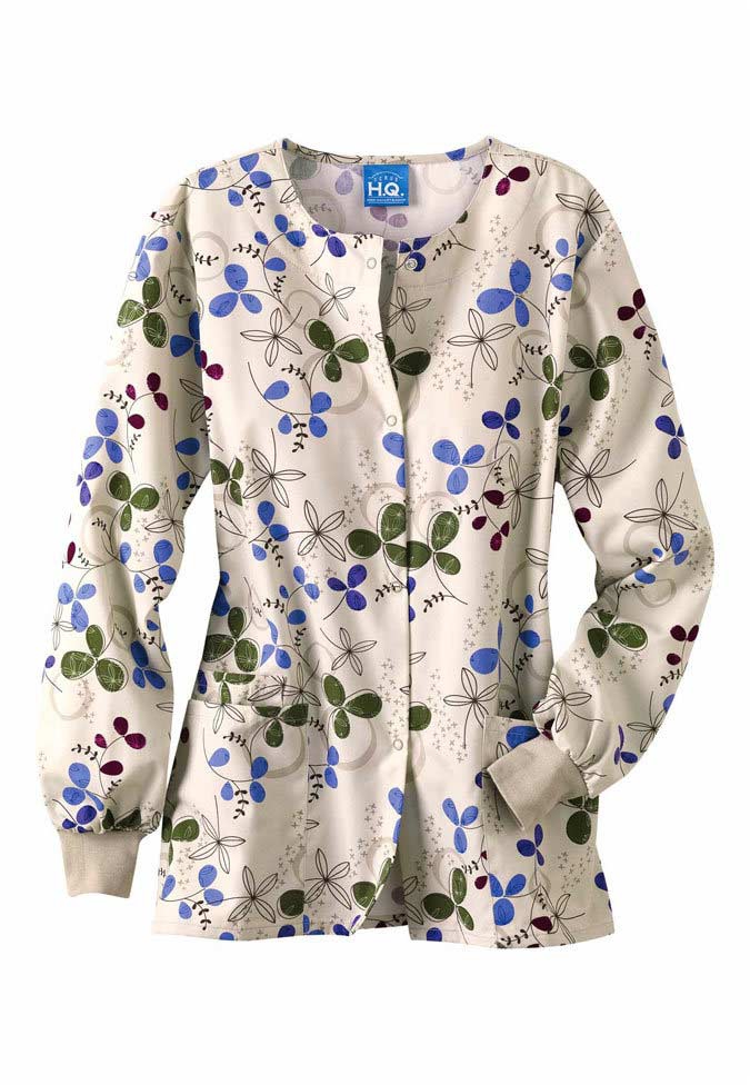 Cherokee Scrub HQ Clover Park Print Scrub Jackets